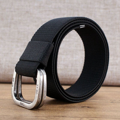 Vyriškas tekstilinis diržas su metaline kvadratine sagtimi