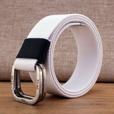 Vyriškas tekstilinis diržas su metaline kvadratine sagtimi