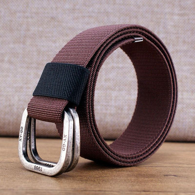 Vyriškas tekstilinis diržas su metaline kvadratine sagtimi