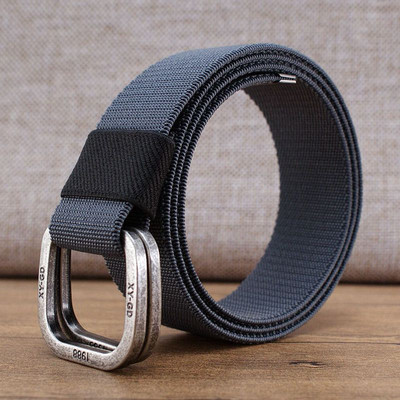 Vyriškas tekstilinis diržas su metaline kvadratine sagtimi