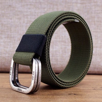 Vyriškas tekstilinis diržas su metaline kvadratine sagtimi