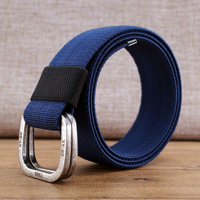 Vyriškas tekstilinis diržas su metaline kvadratine sagtimi