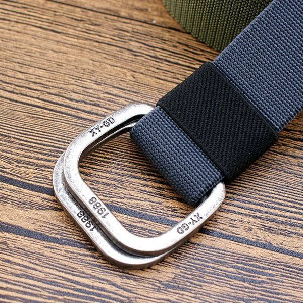 Vyriškas tekstilinis diržas su metaline kvadratine sagtimi