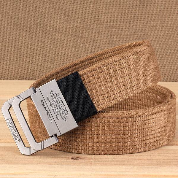 Curea textila de culoare uni pentru barbati cu catarama metalica