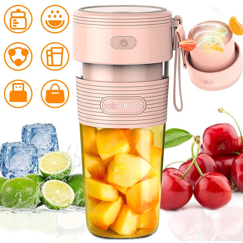 Mini mixér na džúsy, prenosný mixér na ovocné poháre, malý smoothie mixér s USB elektrickým multifunkčným strojom na mliečne kokteily, 300 ml