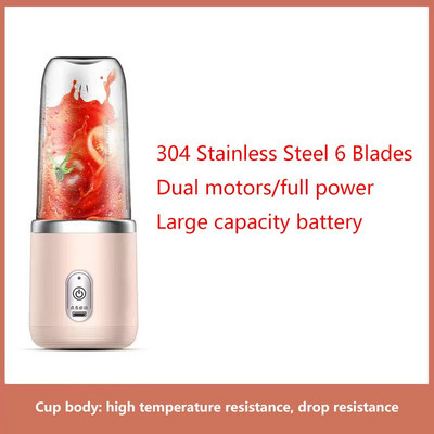 Prenosný elektrický odšťavovač, 300 ml, citrón a pomaranč, mixér s USB nabíjaním, odšťavovač, fľaša na odšťavovanie, smoothie mixér