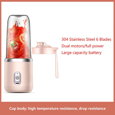 Prenosný elektrický odšťavovač, 300 ml, citrón a pomaranč, mixér s USB nabíjaním, odšťavovač, fľaša na odšťavovanie, smoothie mixér