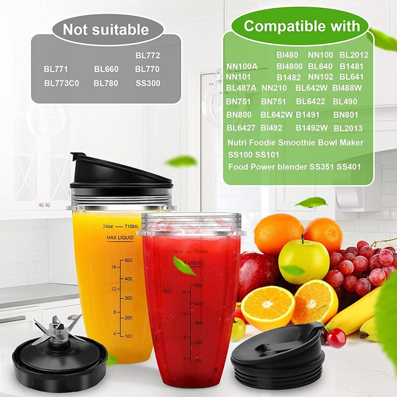 Maišytuvo atsarginės dalys, skirtos Nutri Ninja Auto IQ BN801 SS101 BL480-30 BL641 BL642-30 Smoothie maišytuvo ir šepetėlio priedams