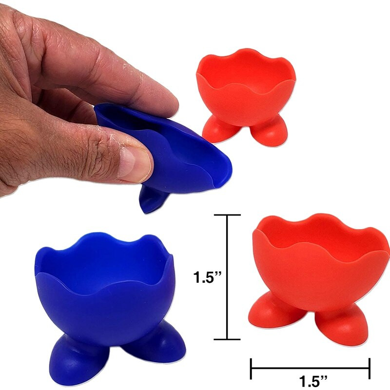 6 ks silikónových držiakov na vajíčka, jeden vtipný servírovací pohár, roztomilý a farebný dizajn, servírovacie vajíčka natvrdo uvarené