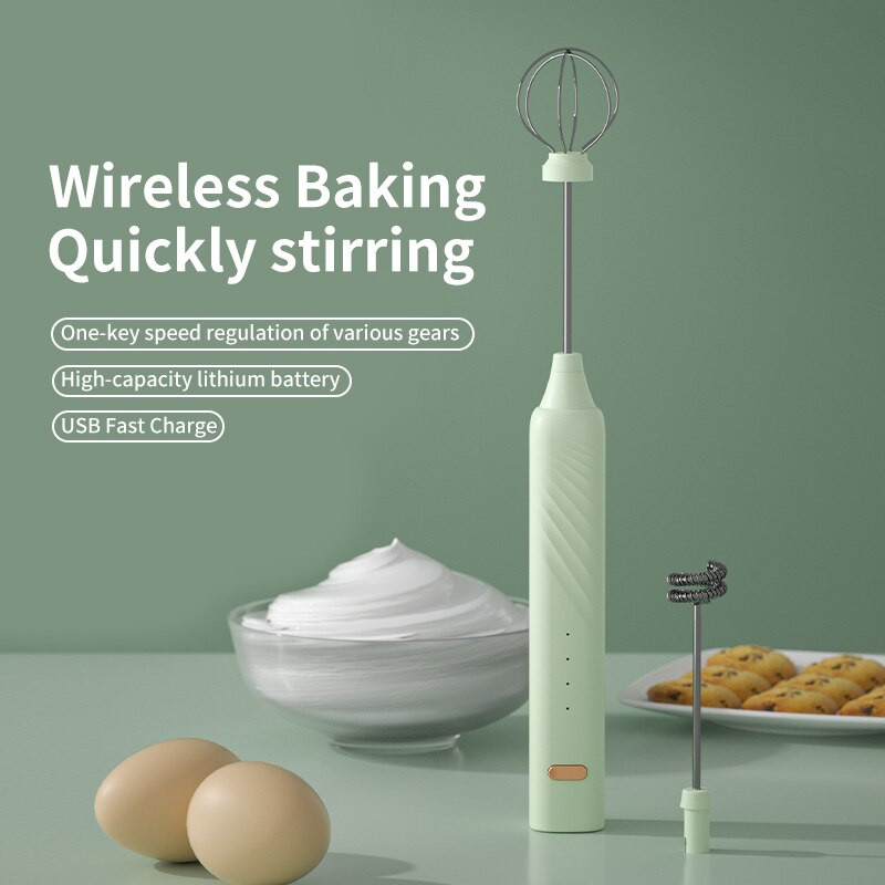 Nabíjateľný ručný peniaci prístroj s vysokou rýchlosťou vajec, elektrický peniaci prístroj na mlieko, mixér na kávové nápoje, penová tyčinka, USB 2 v 1 prenosný