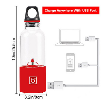 TEENRA 500ML Mini Φορητός Ηλεκτρικός Αποχυμωτής Φρούτων Αποχυμωτής USB Μπουκάλι Αποχυμωτής Επαναφορτιζόμενος Αποχυμωτής Πορτοκαλιού Λεμόνι Μπουκάλι Φρούτα Εργαλεία