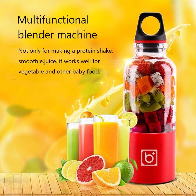 TEENRA 500ML Prenosný mini elektrický odšťavovač na ovocie USB fľaša odšťavovač Nabíjateľný odšťavovač na pomaranče a citróny fľaša ovocné náradie