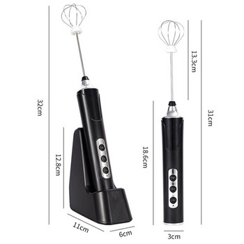 USB пенообразувател за мляко, електрически блендер, миксер, ръчен уред за разпенване на мляко, 3-скоростна бъркалка за кафе, електрическа бъркалка за яйца