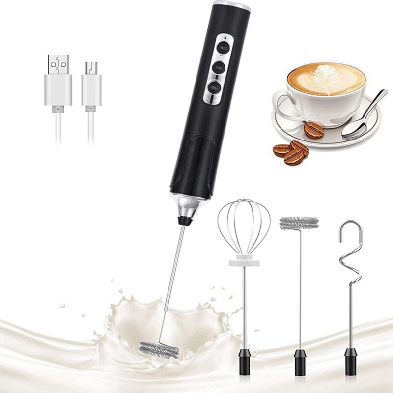 USB napenovač mlieka, elektrický mixér, ručný mixér na mliečnu penu, 3-rýchlostné miešadlo na kávu, elektrický šľahač na vajcia