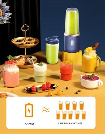 USB Electric Mini Juicers 6 Blades Wireless Fruit Extractor Portable Automatic Juice Cup Fruit Juicers Blender Ice Crush Cup