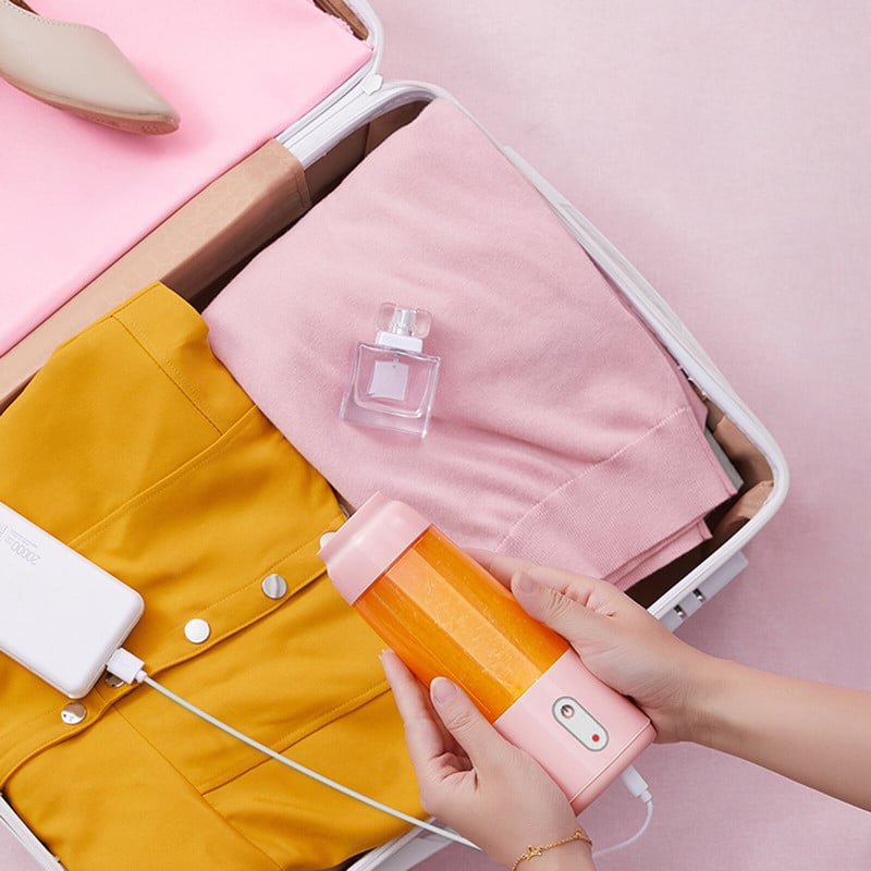 300ml elektrický odšťavovač, domáci odšťavovač s USB nabíjaním, prenosný mini odšťavovač na výrobu štiav, smoothies, kokteilov, biela, ružová, zelená