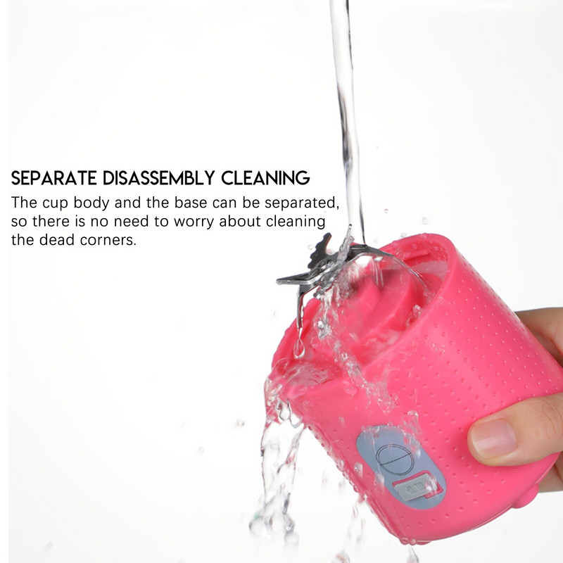 Prenosný elektrický odšťavovač s USB nabíjaním, mini ručný mixér, odšťavovač so 6 čepeľami, malý odšťavovač na domáce kempovanie