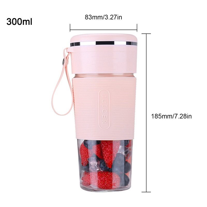 Nešiojamas maišytuvo puodelis 300 ML asmeninis blenderis kokteilių virimo aparatas Padarykite sveiką kokteiliuką kelionėms Sportui virtuvės sulčiaspaudė iš plieno