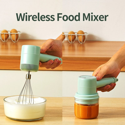 Vezeték nélküli 3 sebességes mini mixer elektromos turmixgép USB újratölthető kézi tojáshabverő automata krémsütő tészta keverő