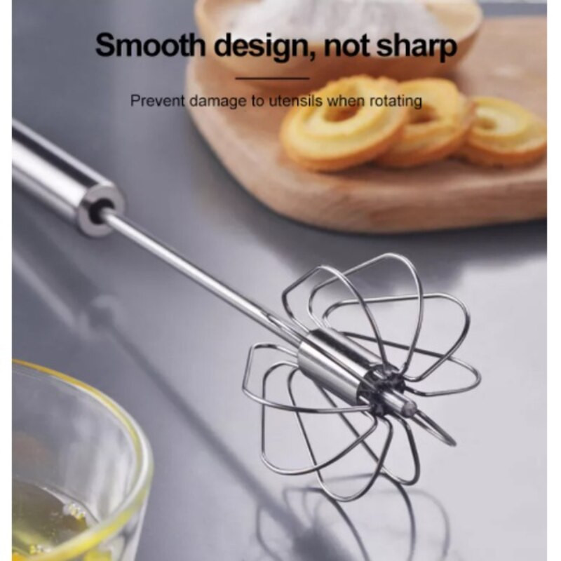 Kiaušinių plakiklis nerūdijančio plieno pusiau automatinis buitinis rankinis maišytuvas Rotacinis virtuvės kepimo indai Rankinis stumiamas plaktuvas