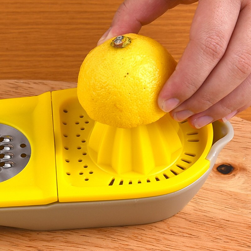 Odšťavovač na citróny, multifunkčný odšťavovač na citrusy z nehrdzavejúcej ocele, strúhadlo na zeleninu, lis na cesnak, manuálny krájač, kuchynské príslušenstvo