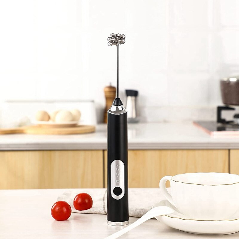 Nový ručný napeňovač mlieka, dobíjateľný napeňovač mlieka, mixér na nápoje s 2 metličkami, na nepriestrelnú horúcu čokoládu cappuccino
