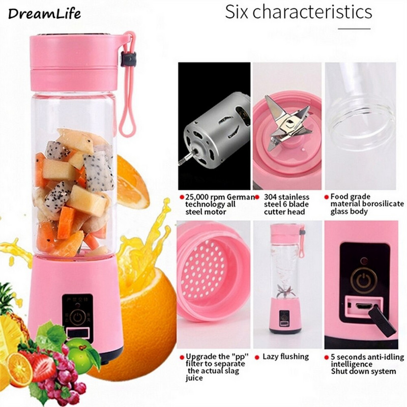 Prenosný odšťavovač Multifunkčný domáci odšťavovač Mixér Mixér USB nabíjanie Mini elektrický odšťavovač na vodu Domáca kuchyňa