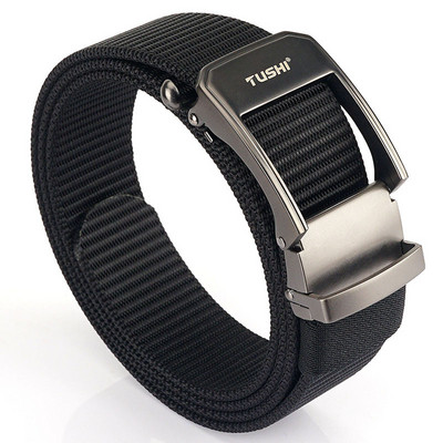 Cureaua textila moderna cu inscriptie si catarama metalica