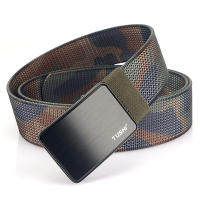 Pánsky textilný opasok s kovovou prackou a nápisom