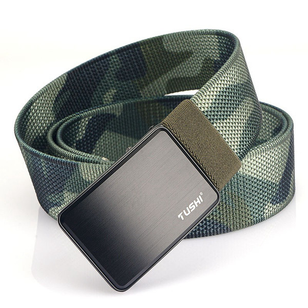 Pánsky textilný opasok s kovovou prackou a nápisom