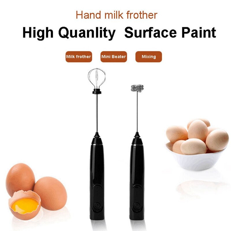 Nabíjateľný napeňovač mlieka, metlička - multifunkčný, nerezový, 3-rýchlostný, nastaviteľný, elektrický, ručný