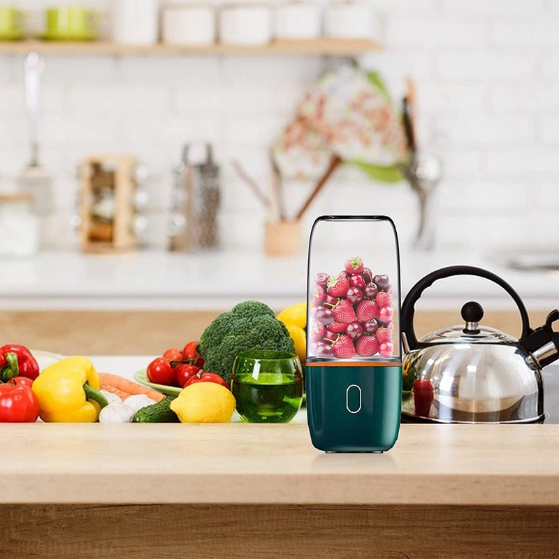 Prenosný odšťavovač, nabíjateľný elektrický mixér na ovocie a zeleninu 350 ml, osobná veľkosť na kokteily a smoothie
