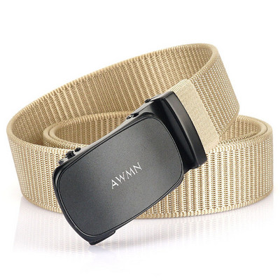 Textilný opasok s kovovou prackou a nápisom