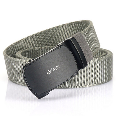 Textilný opasok s kovovou prackou a nápisom