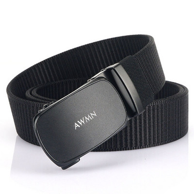 Textilný opasok s kovovou prackou a nápisom