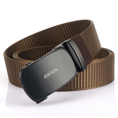 Textilný opasok s kovovou prackou a nápisom