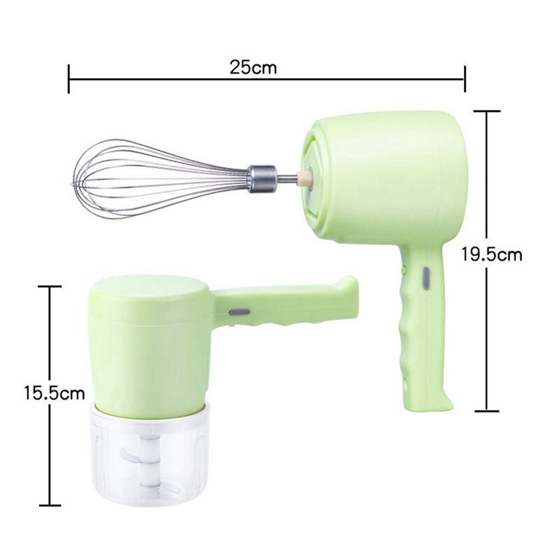 2 v 1 bezdrôtový elektrický šľahač, sekačka na potraviny, cesnakový šľahač, mixér na bielky, kuchynské náradie, nabíjanie cez USB