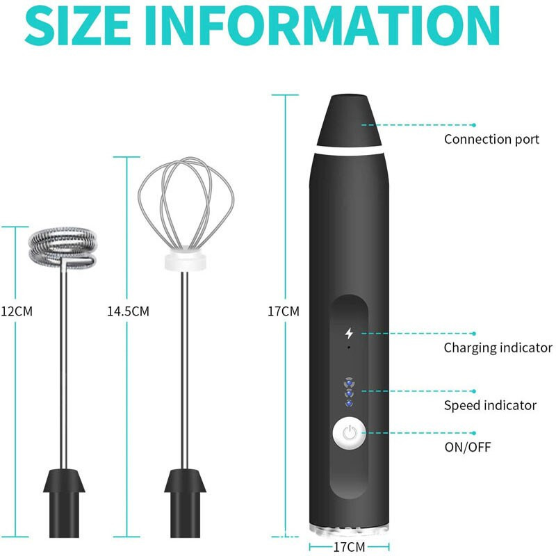 Domáci elektrický metlička na vajcia, nabíjateľná, 3 režimy, elektrický ručný metlička na mlieko, napenovač kávy, mixér, miešadlo, kuchynský nástroj na krém na tortu