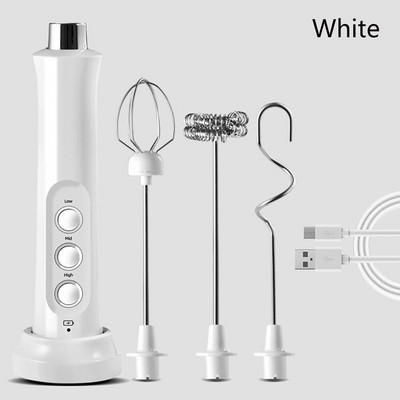 3 v 1 ručný nabíjateľný elektrický napeňovač mlieka, penový stroj, vysokorýchlostný mixér na nápoje, ručný napeňovač kávy a vajec