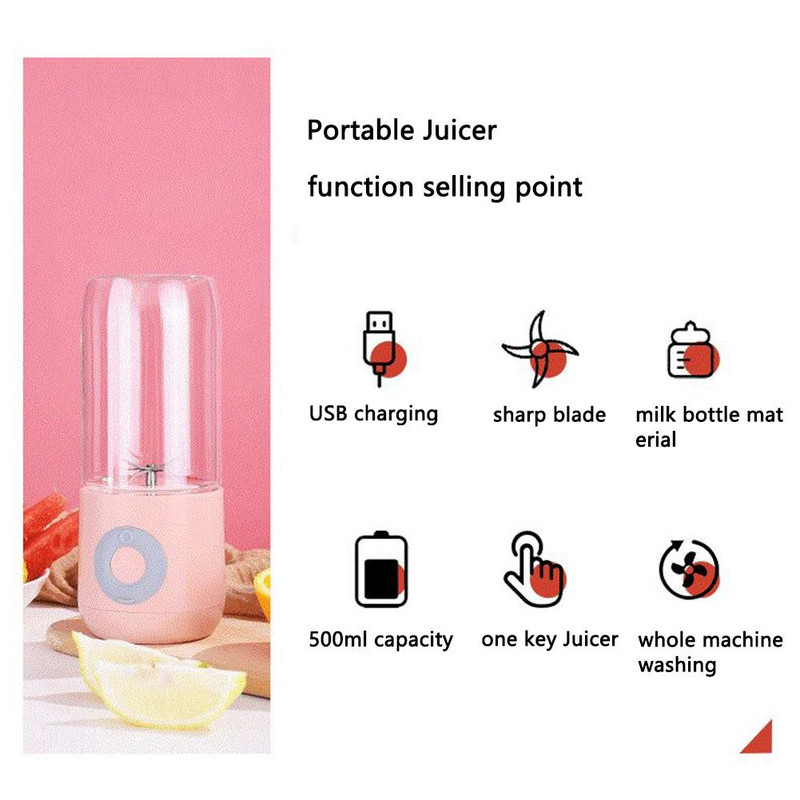 Virtuvės priedai Mini nešiojama elektrinė sulčiaspaudė Buitinė USB įkrovimo sulčių spaudimo mašina vaisių maišytuvas