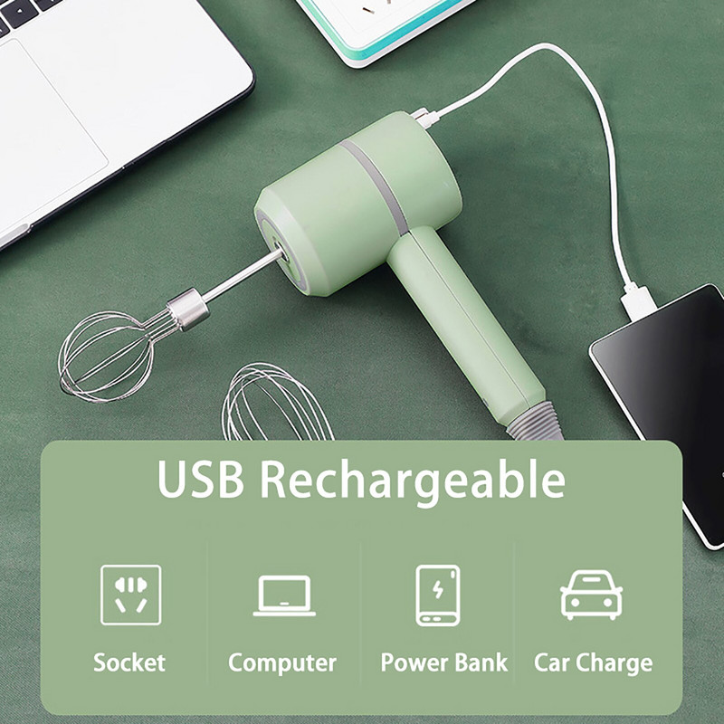 Rankinis elektrinis kiaušinių plaktuvas USB įkraunamas be BPA 3 viename buitinis belaidis 20 W kiaušinių plaktuvo maišymo lazdelių rinkinys
