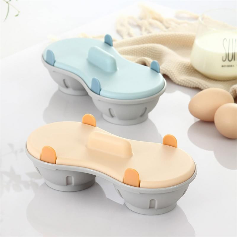 Krabica na dusené vajíčka, kreatívny mikrovlnný tácok na dusené vajíčka, forma na dve vajíčka, kuchynský dvojvrstvový odtok, tanier na dusené vajíčka
