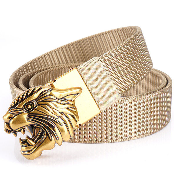 Curea textila cu catarama metalica si forma leopard