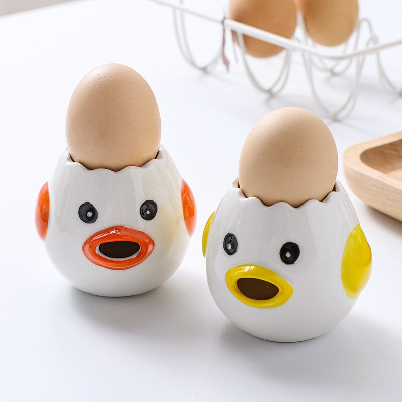 Oddeľovač vajec Biely roztomilý kurací keramický oddeľovač vaječných žĺtkov a bielkovín Sitko na vajcia Kuchynské náradie Pečiace príslušenstvo Držiak na vajcia