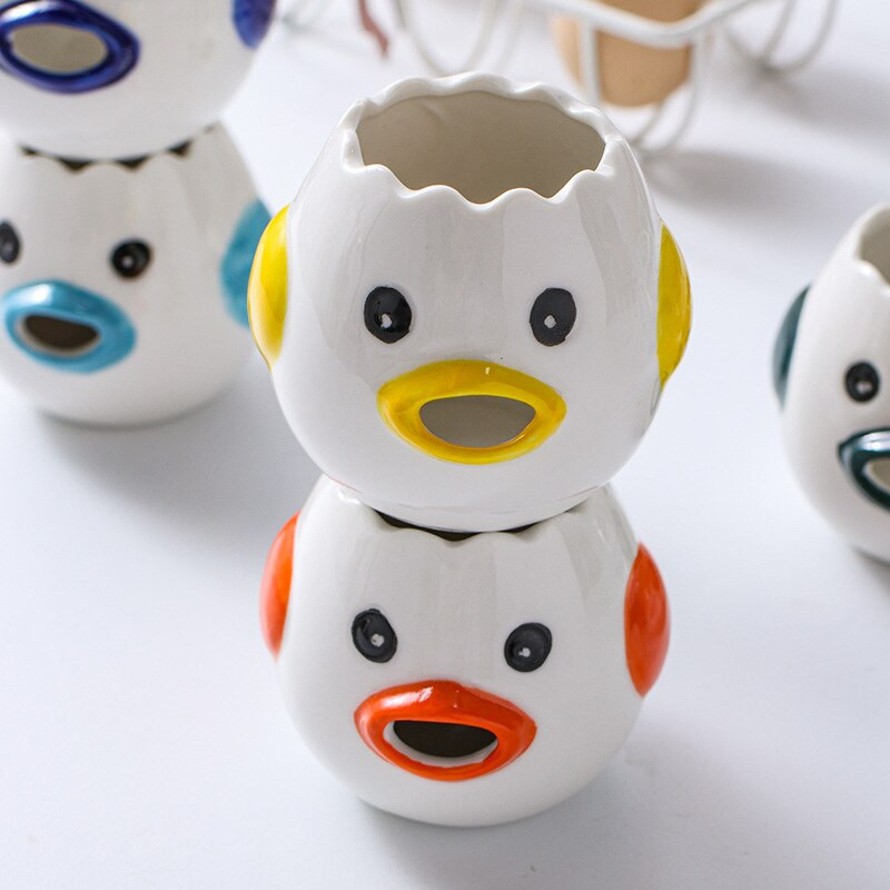 Oddeľovač vajec Biely roztomilý kurací keramický oddeľovač vaječných žĺtkov a bielkovín Sitko na vajcia Kuchynské náradie Pečiace príslušenstvo Držiak na vajcia