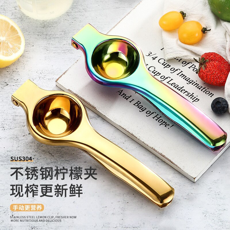 1 ks nerezový odšťavovač na citróny, zlatý ručný odšťavovač na ovocie, domácnosť, pomarančový klip, kuchynské náčinie, výstružníky, rýchla rukoväť, lis