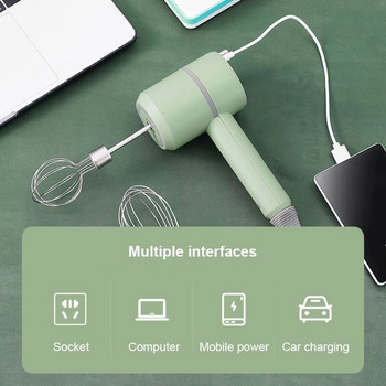 Електрическа бъркалка за яйца Безжичен USB акумулаторен миксер за разбиване на яйца с 2 подвижни бъркалки 3 режима на работа Кухненски прибори