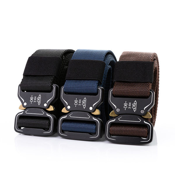 Curea textilă bărbătească cu inscripție și închizătoare metalică