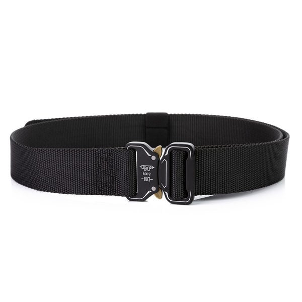 Curea textilă bărbătească cu inscripție și închizătoare metalică
