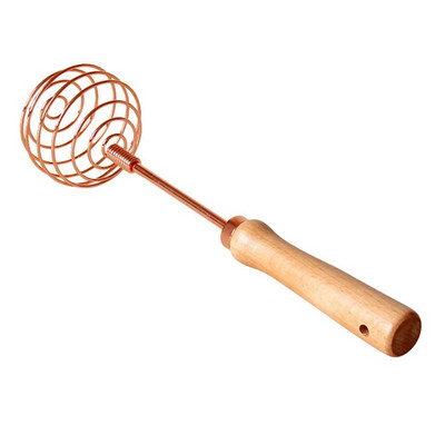 Ružovo zlatá metlička na vajcia, buková drevená rukoväť, špirálová metlička z nehrdzavejúcej ocele, kuchynské príslušenstvo, kuchynské náradie